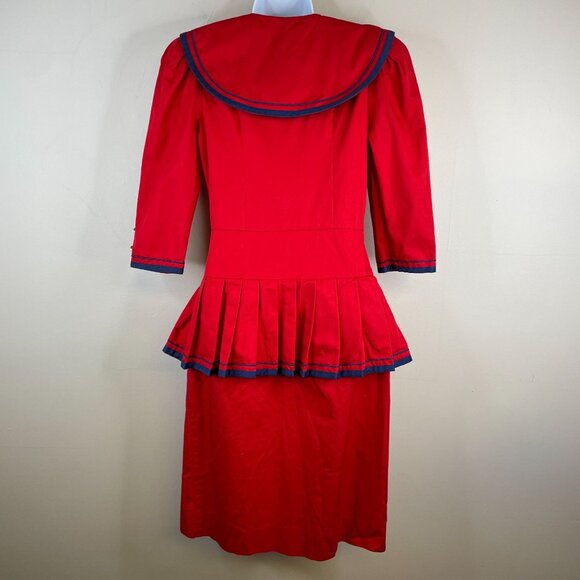 Vintage Sailor PinUp Dress 10 Petite Nautical Peplum Theater Costume Cosplay - Picture 2 of 12